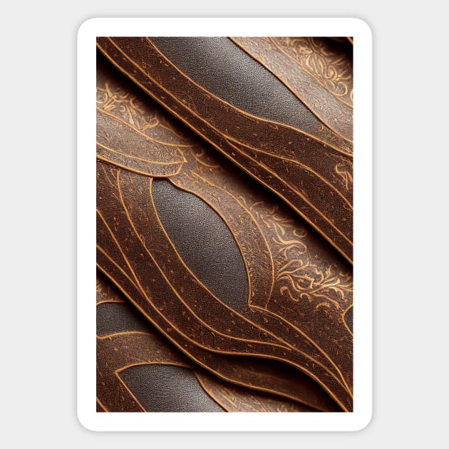 Dark Brown Ornamental Leather Stripes, natural and ecological leather print #52 Sticker by Endless-Designs